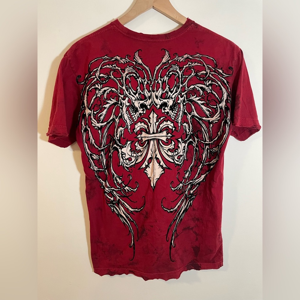 Vintage Affliction T- Shirt Velvet Graphic Grunge Size Medium Red Black - Picture 5 of 8